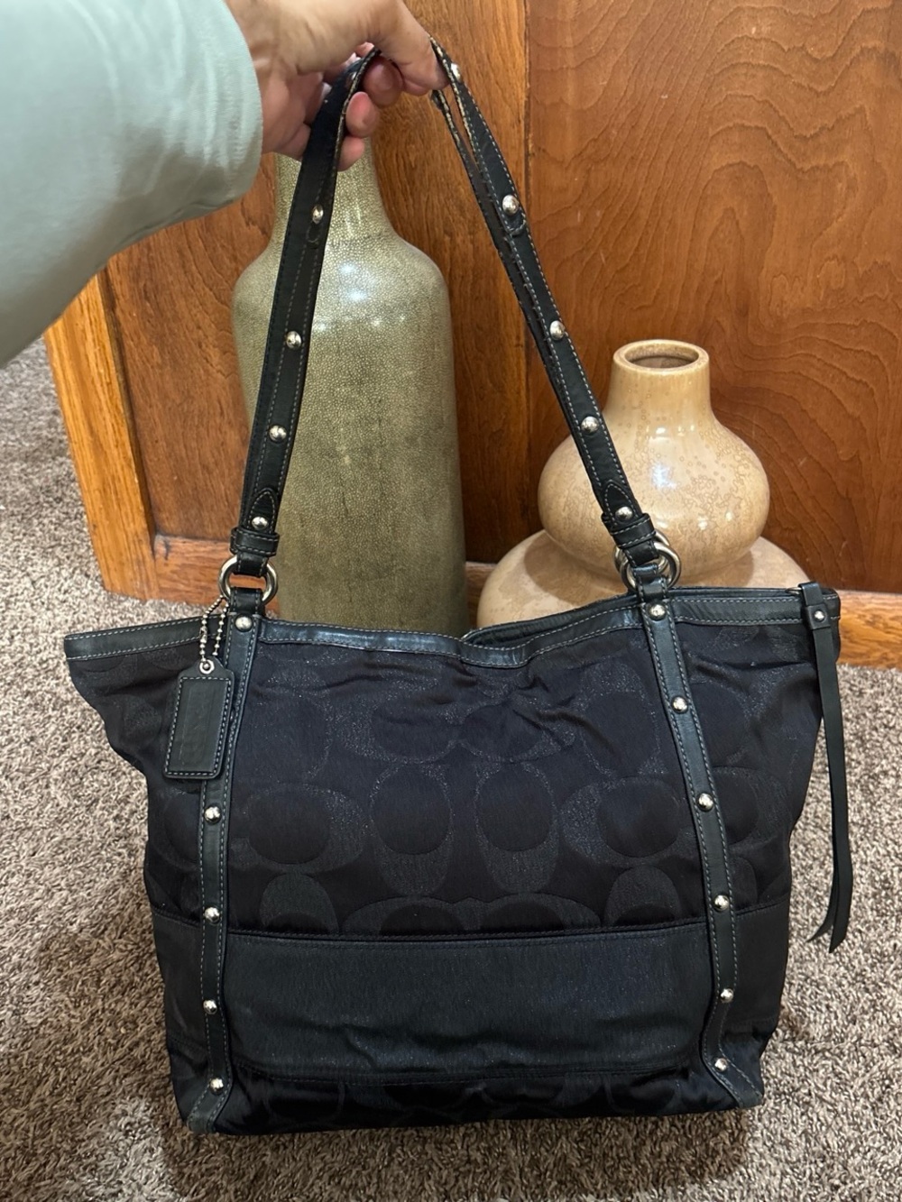 vintage Coach Signature Studded Lurex Tote (Style 129… - Gem